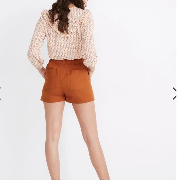 Madewell Camp Cotton Shorts in Tangerine - Picture 2 of 9